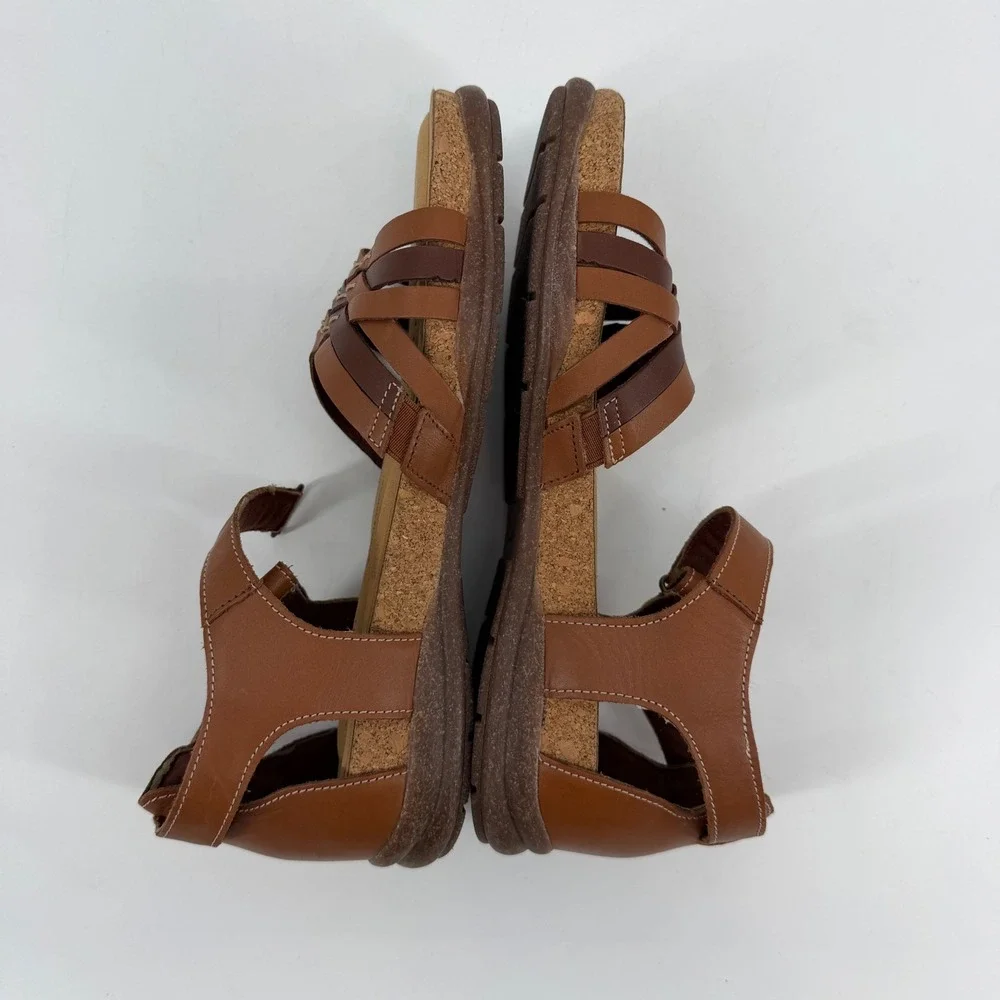 Clarks Roseville Cove Brown Leather Sandals 9.5 Ultimate Comfort Summer Casual